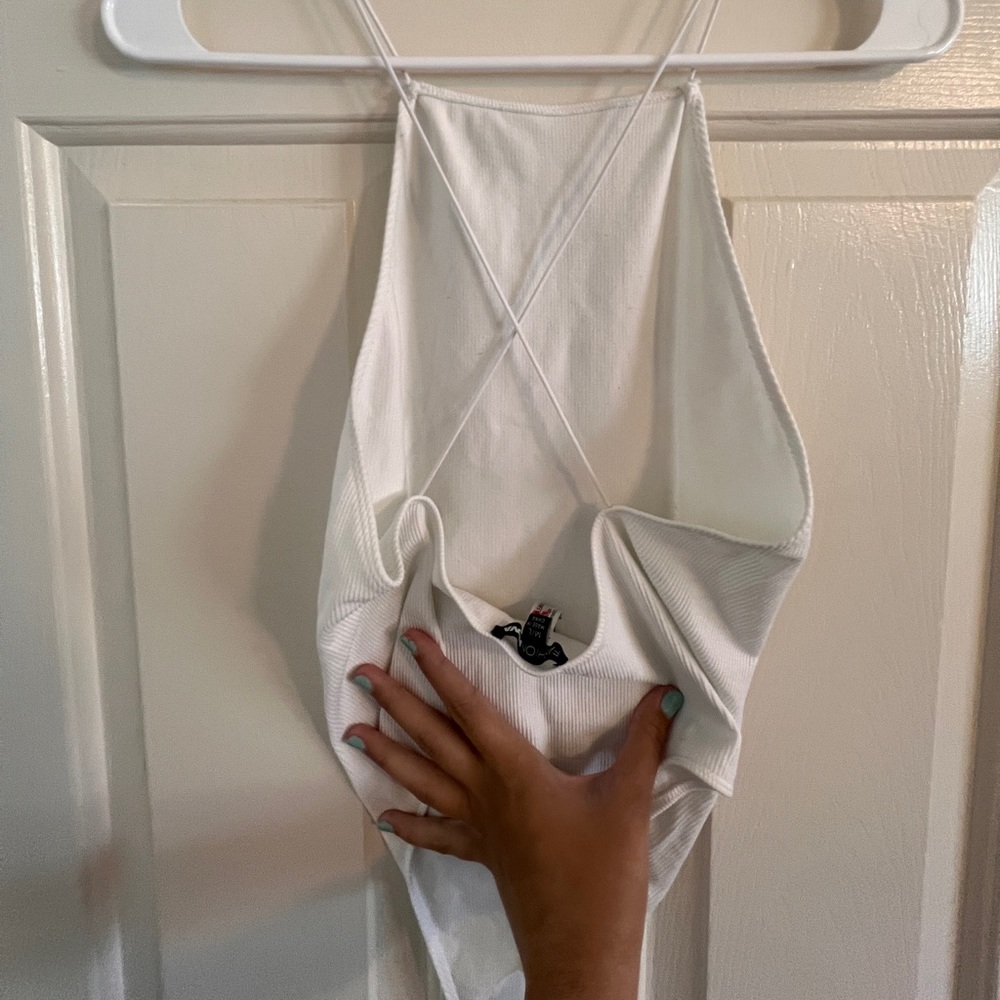 White crossback bodysuit fashion nova